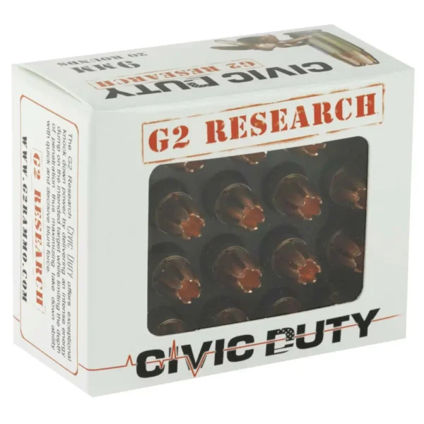 G2R CIVIC DUTY 9MM 20RD BOX 25 BOXES PER CASE by G2 Research