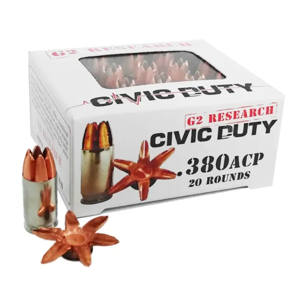 G2R CIVIC DUTY 380ACP 20RD BOX 25 BOXES PER CASE by G2 Research