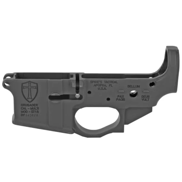 SPIKES TACTICAL STRIPPED LOWER RECEIVER MULTI CAL, CRUSADER LOGO by Spike’s Tactical