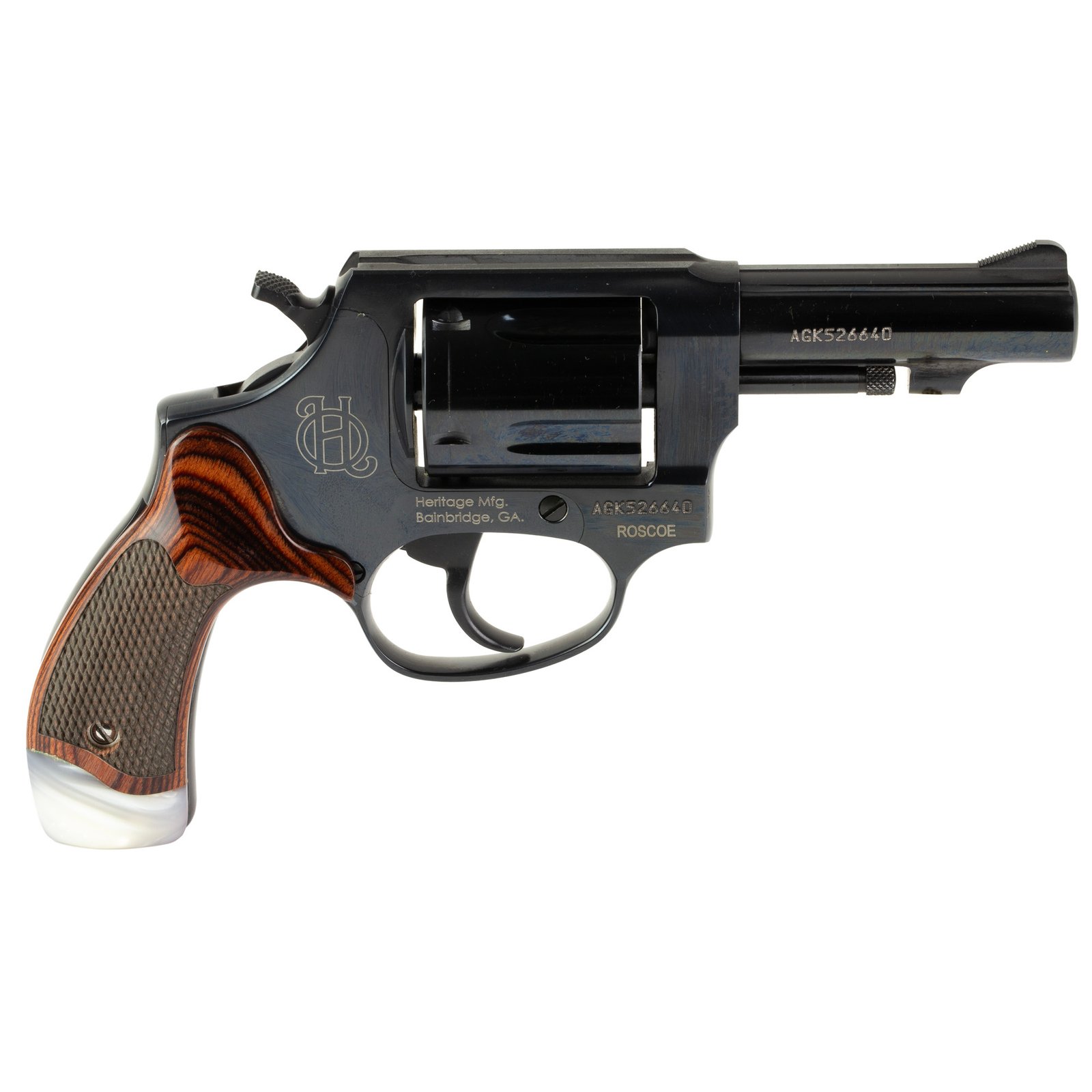 HERITAGE MANUFACTURING ROSCOE 38SPL BL/WD/PEARL 3" by Heritage Arms