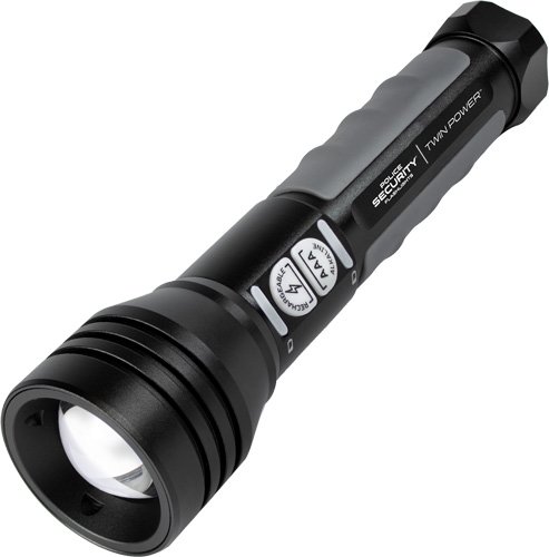 PSF TWIN POWER FLASHLIGHT WHTE - 600 LUM RECHBLE & 4AAA BTRY by Police Security Flashlights