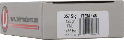 UNDERWOOD 357 SIG 125GR FMJ FN - 50RD 10BX/CS by Underwood Ammo