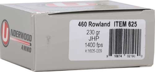 UNDERWOOD 460 ROWLAND 230GR - JHP 20RD 10BX/CS by Underwood Ammo