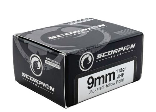 SCORPION 9MM LUGER - 115GR JHP 20RD 10BX/CS by Scorpion Ammo