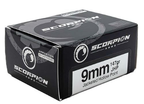 SCORPION 9MM LUGER - 147GR JHP 20RD 10BX/CS by Scorpion Ammo