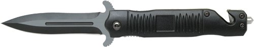 ABKT BLACK STILETTO ASSISTED - OPENER 3.5" BLADE W/BREAKER by American Buffalo Knife & Tool