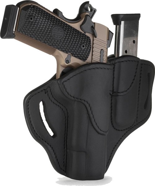 1791 BH1 BELT HOLTR W/ MAG HLD - MULT-FIT RH 1911 FRM 4-5" BLK by 1791 Gunleather
