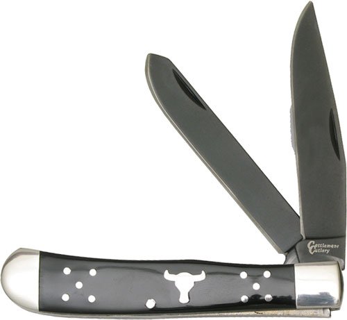 ABKT CATTLEMANS CUTLERY BLACK - ANGUS TRAPPER 2-BLADE FOLDER by American Buffalo Knife & Tool