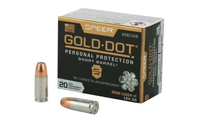 SPR GOLD DOT 9MM+P 124G HP SB 20/200 by Speer