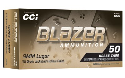 BLAZER BRASS 9MM 115GR JHP 50/500 by CCI Ammunition