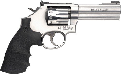 S&W 617 22LR 4" AS 10-SHOT - STAINLESS BLACK RUBBER by Smith & Wesson / S&W