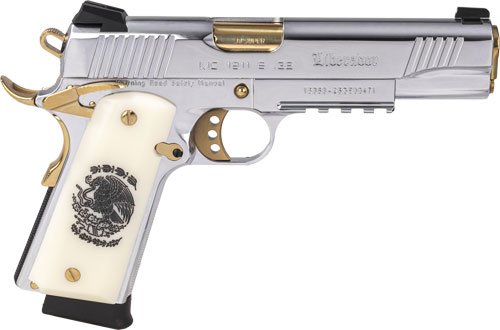 GIRSAN MC1911S LIBERADORE - 38 SUPER CHROME/GOLD ENGR. 8RD by Girsan Firearms