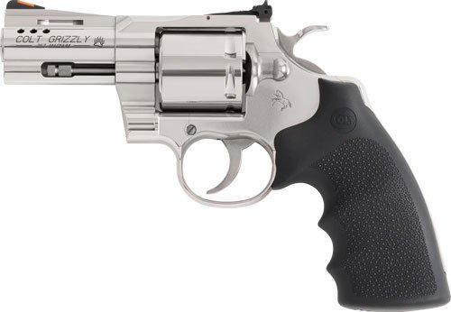 COLT GRIZZLY 357MAG 3" 6RD - POLISHED STAINLESS HOGUE GRIPS