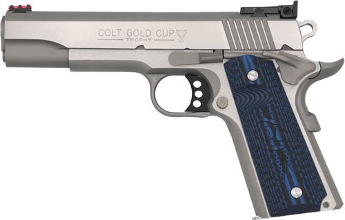 COLT GOLD CUP LITE 45ACP 5" - 8RD STAINLESS BLUE G10 GRIPS