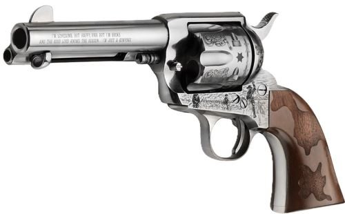 E.M.F. COWPOKE 357 MAG 4.75" - ENGRAVED NICKEL WOOD by E.M.F. Company Inc