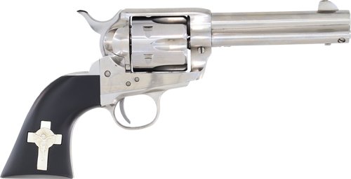 CIMARRON HOLY SMOKER 45LC FS - 4.75" WHITE/SILVER CROSS BLACK by Cimarron Firearms