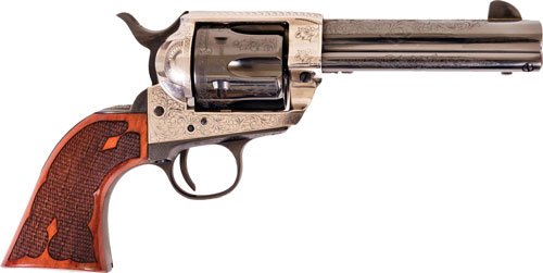 CIMARRON FRONTIER 357MAG PW FS - 4.75" ENGRAVED SILVER/BL WAL by Cimarron Firearms