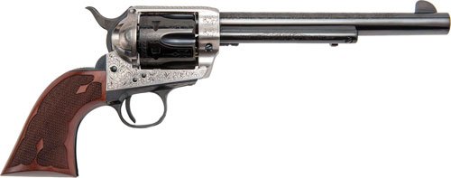 CIMARRON FRONTIER 357MAG PW FS - 7.5" ENGRAVED SILVER/BL WAL by Cimarron Firearms