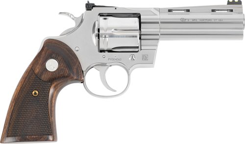 COLT PYTHON 357MAG 4.25" SS - ADJ SIGHT WALNUT GREEN FO
