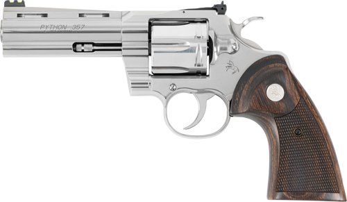 COLT PYTHON 357MAG 4.25" SS - ADJ SIGHT WALNUT GREEN FO