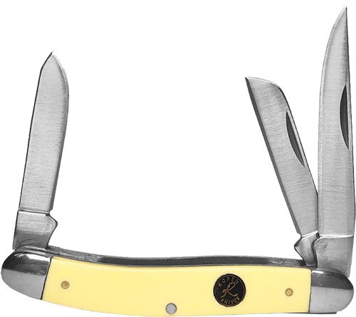 ABKT ROPER PECOS STOCKMAN 2.5" - LINER LOCK CREAM HANDLES by American Buffalo Knife & Tool