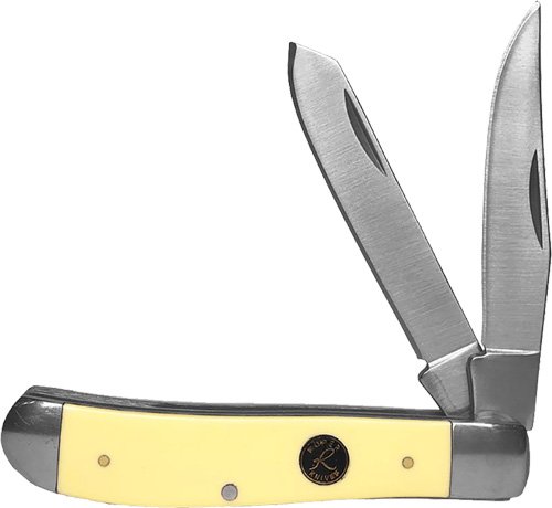 ABKT ROPER PECOS TRAPPER 2.5" - LINER LOCK CREAM HANDLES by American Buffalo Knife & Tool