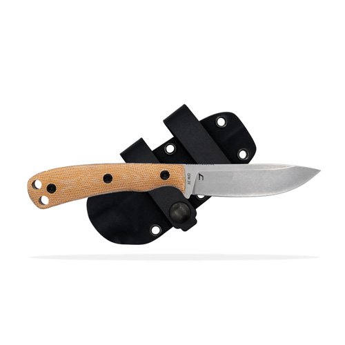SKT ASCENT KNIFE - BROWN BURLAP, DROP POINT, PLAIN EDGE, 3.6" BLADE, MICARTA HANDLE by Shield Arms