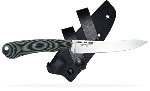 NIMROD STONE WASHED - OD / BLACK CANVAS MICARTA, PLAIN EDGE, 4.38" BLADE by Shield Arms
