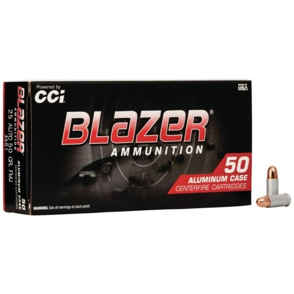 CCI Blazer Aluminum Handgun Ammunition .25 ACP 50 gr FMJ 755 fps 50/rd by CCI Ammunition