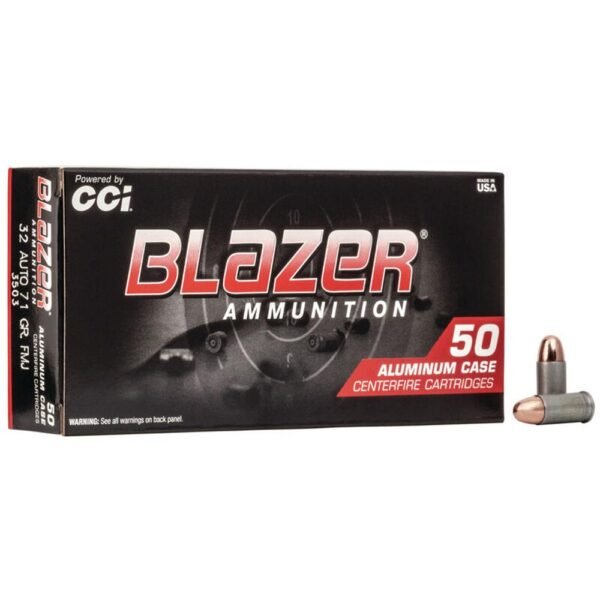CCI Blazer Aluminum Handgun Ammunition .32 ACP 71 gr TMJ 900 fps 50/ct by CCI Ammunition