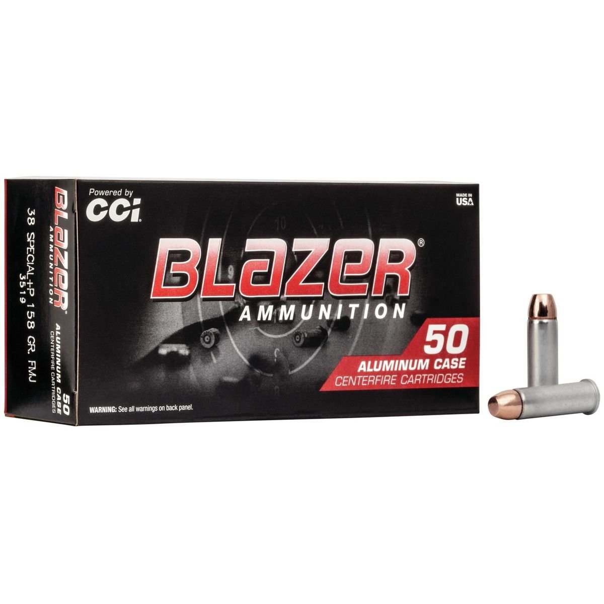 CCI Blazer Aluminum Handgun Ammunition .38 Spl +p 158 gr. FMJ 850 fps 50/ct by CCI Ammunition