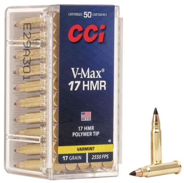 CCI Rimfire Ammunition .17 HMR 17 gr VMax 2550 fps 2000/ct Case (40-50/ct) by CCI Ammunition