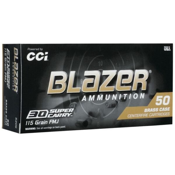 CCI Blazer Brass Handgun Ammunition .30 Super Carry 115 gr FMJ 1150 fps 50/ct by CCI Ammunition
