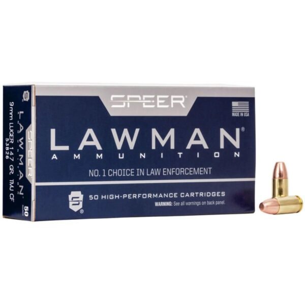 Speer Lawman Handgun Ammunition Clean-Fire 9mm Luger 147 gr. TMJ 985 fps 50/ct by CCI Ammunition