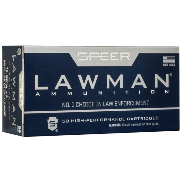 Speer Lawman Clean-Fire Handgun Ammunition .38 Spl(+P) 158gr TMJ 900 fps 50/ct by CCI Ammunition