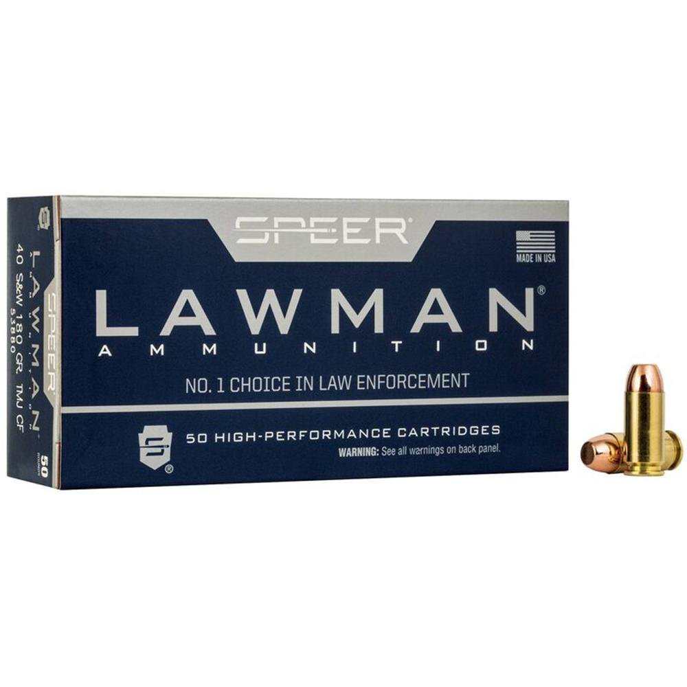 Speer Lawman Cleanfire Handgun Ammunition .40 S&W 180gr TMJ 1000 fps 50/ct by CCI Ammunition