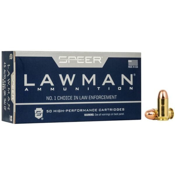 Speer Lawman Cleanfire Handgun Ammunition .45 Auto 230gr TMJ 845 fps 50/ct by CCI Ammunition