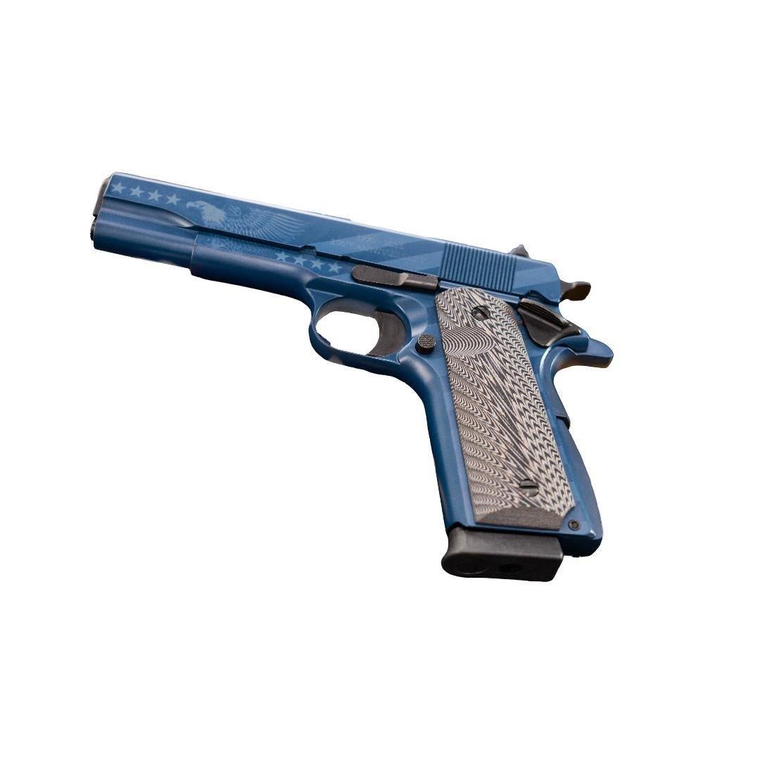 Chiappa 1911 250th Anniversary Handgun .45 Auto 8rd Magazine 5'' Barrel Blue Navy Cerekote G10 Grips by Chiappa Firearms