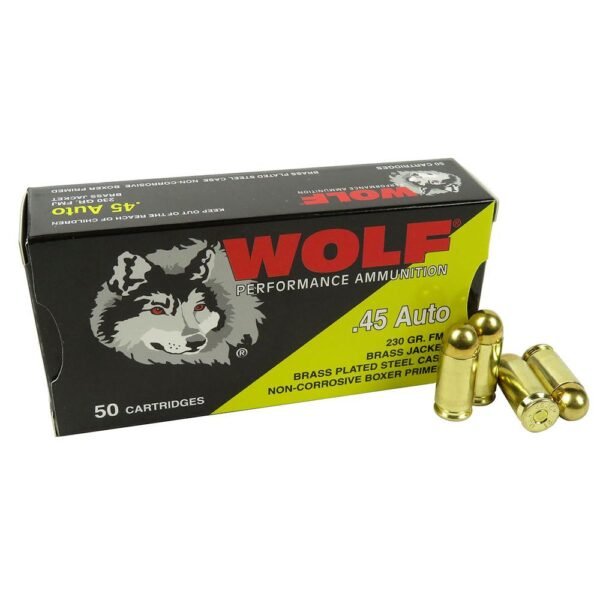 Wolf (Turkish) Performance Handgun Ammunition 45 ACP 230gr FMJ 850 fps 50/ct by Wolf Ammunition