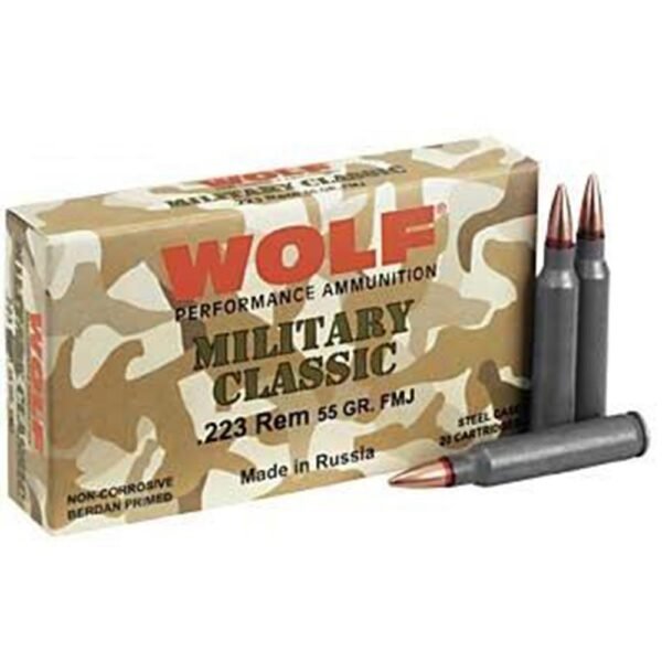 Wolf Military Classic Rifle Ammunition .223 Rem 55 gr FMJ 3241 fps 20/ct by Wolf Ammunition