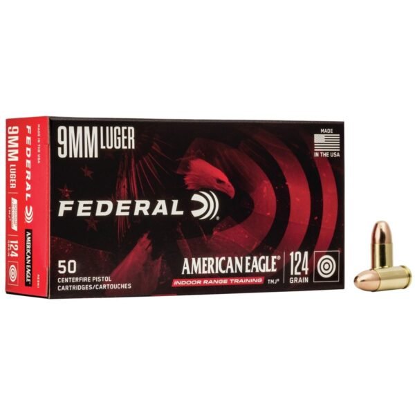 American Eagle IRT Handgun Ammunition 9mm Luger 124 gr. TMJ 1120 fps 50/ct by Federal Ammunition