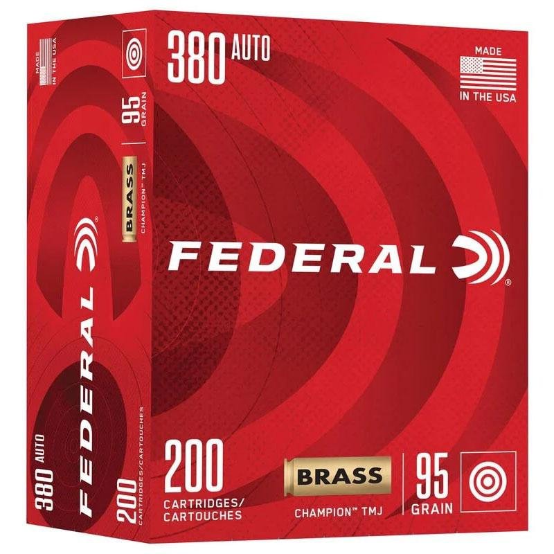 Federal Champion Training Handgun Ammunition 380 Auto 95gr FMJ 980 fps 200/ct by Federal Ammunition