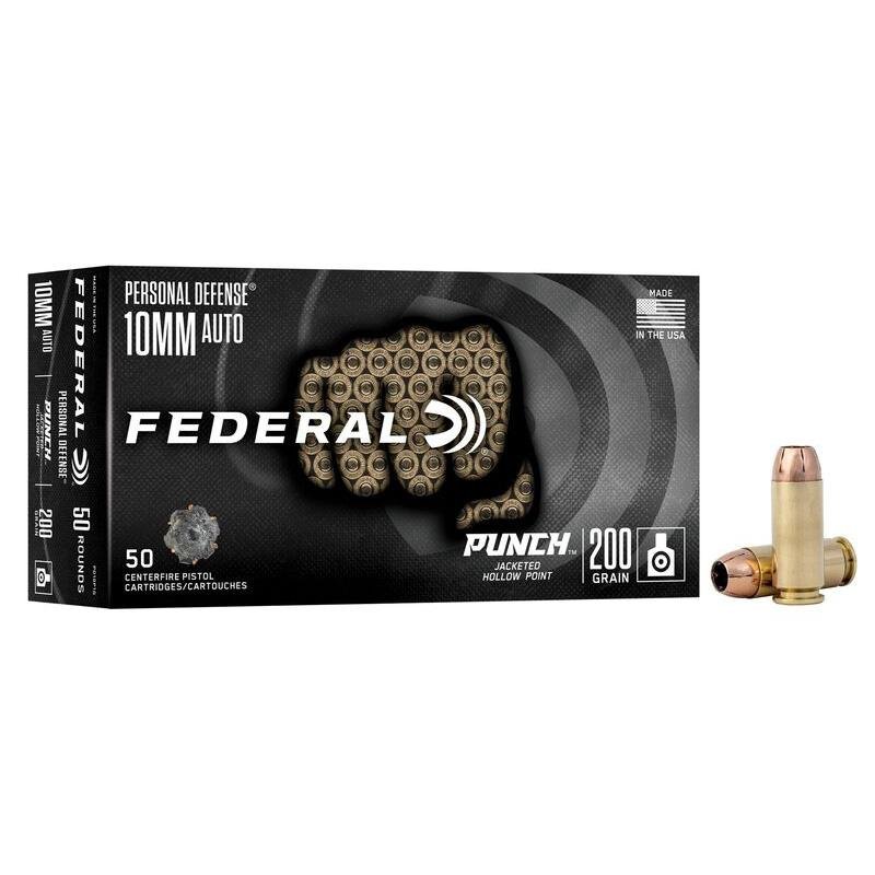 Federal Personal Defense Punch Handgun Ammunition 10mm Auto 200gr JHP 1100 fps 50/ct by Federal Ammunition