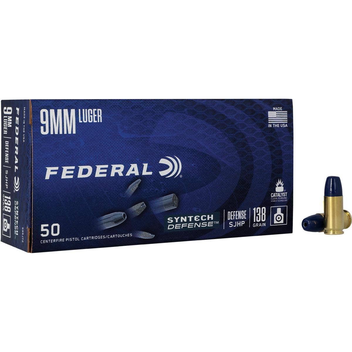 Federal Syntech Defense Handgun Ammunition 9mm Luger 138 gr. SJHP 1050 fps 50/ct by Federal Ammunition