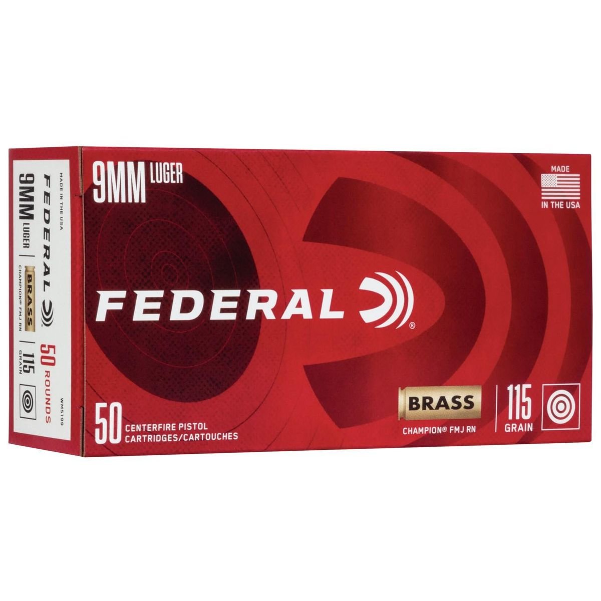 Federal Champion Training Handgun Ammunition 9mm Luger 115 gr FMJ 1125 fps 50/ct by Federal Ammunition