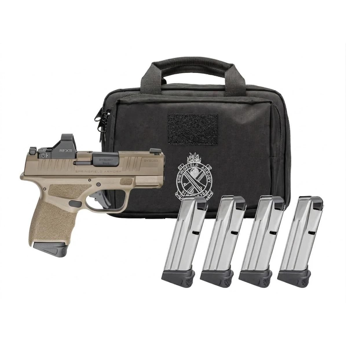 Springfield GEAR PAC Hellcat Micro-Compact OSP Handgun 9mm Luger 11(1)&13(3)rd Magazines 3" Barrel Desert FDE Viridian…