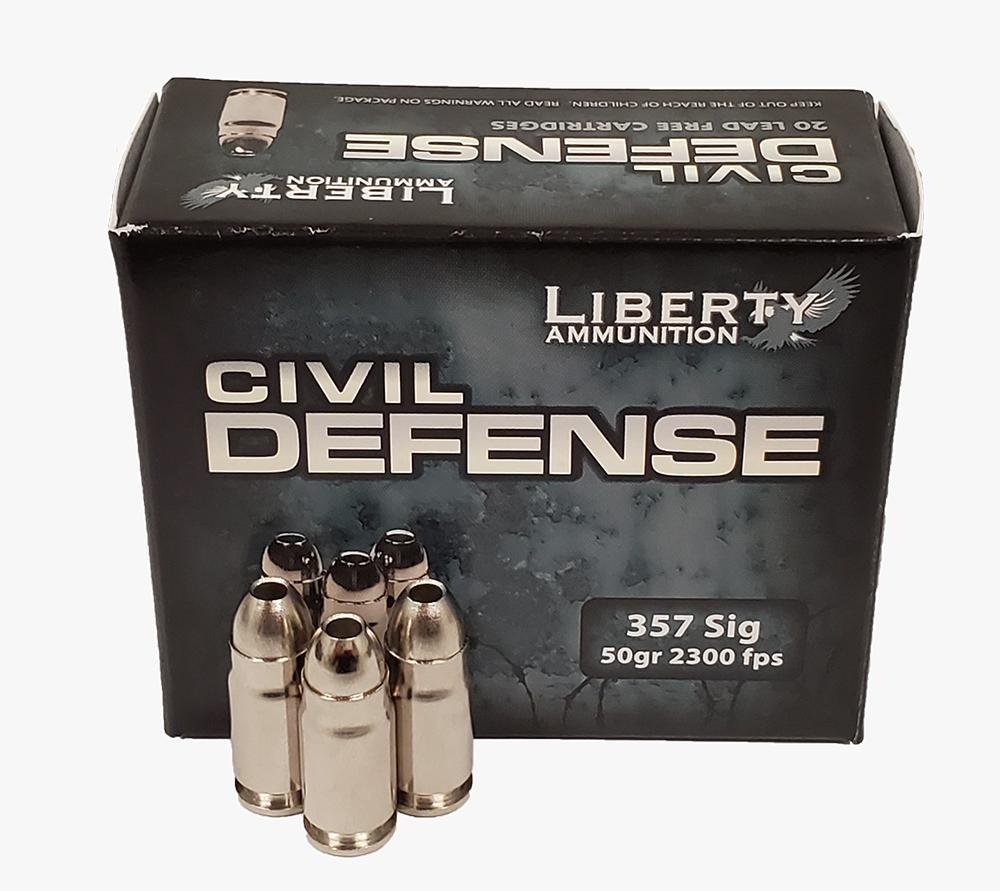 Civil Defense .357 SIG 50GR Copper Mono Frag HP Lead Free 20RD by Liberty