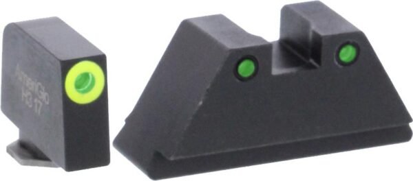 Green Tritium LimeGreenLumi Rnd Outline .315/Black .394 for Glock Tall Supp by Ameriglo