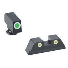 Green YellowTritium 3 dot sight set white outlines for Glock 42-43 by Ameriglo