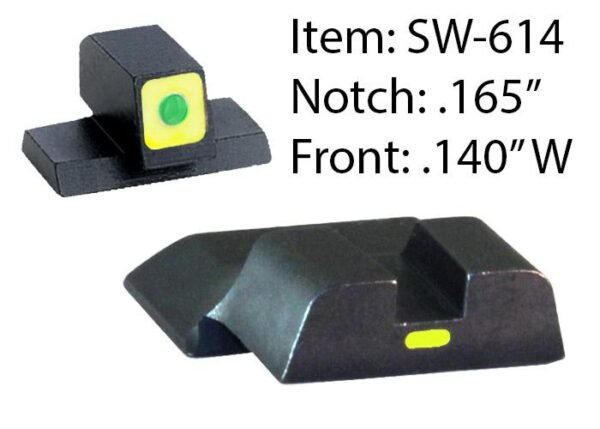 Ameriglo CAP Tritium Night Sights for S&W M&P / Front Tritium - Green / Front Outline - LumiGreen / Style - CAP / Rear…